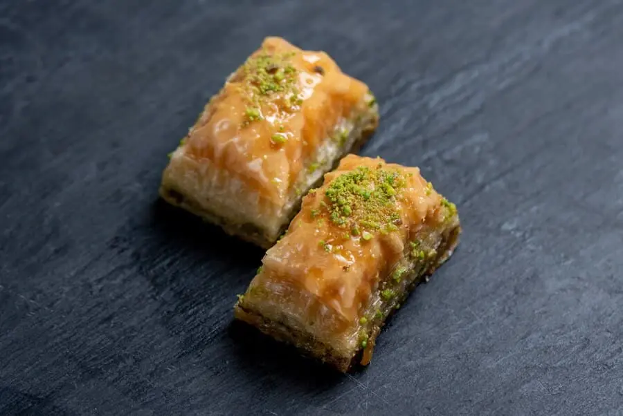 Baklava fresh greek pastries in royal bakery coffee troulos skiathos