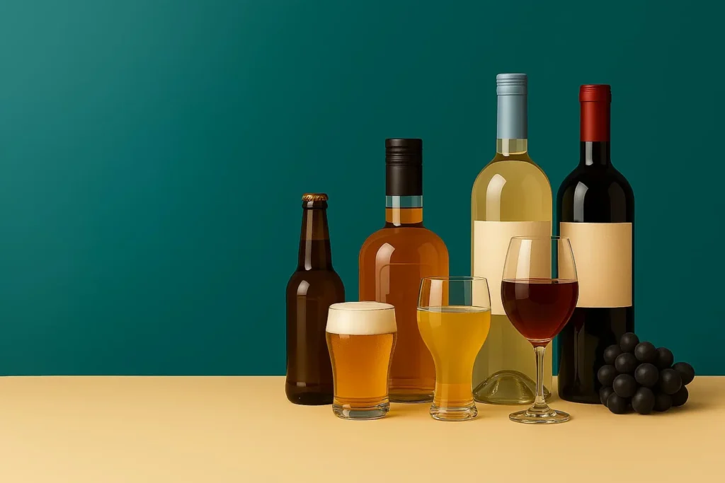 Beers spirits wines in supermarket troulos skiathos