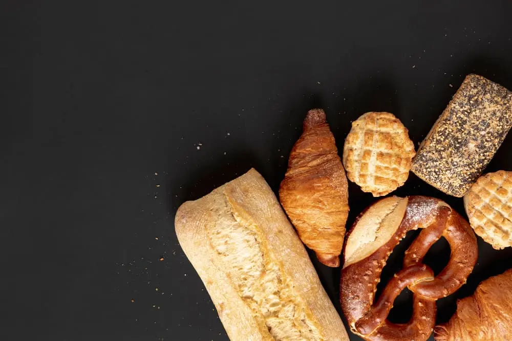 Fresh baked bread croissant savory pies in royal bakery coffee troulos skiathos