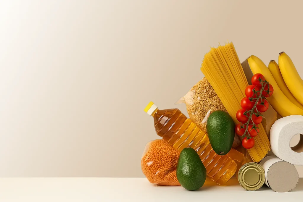 Groceries veggies fresh fruits in supermarket troulos skiathos