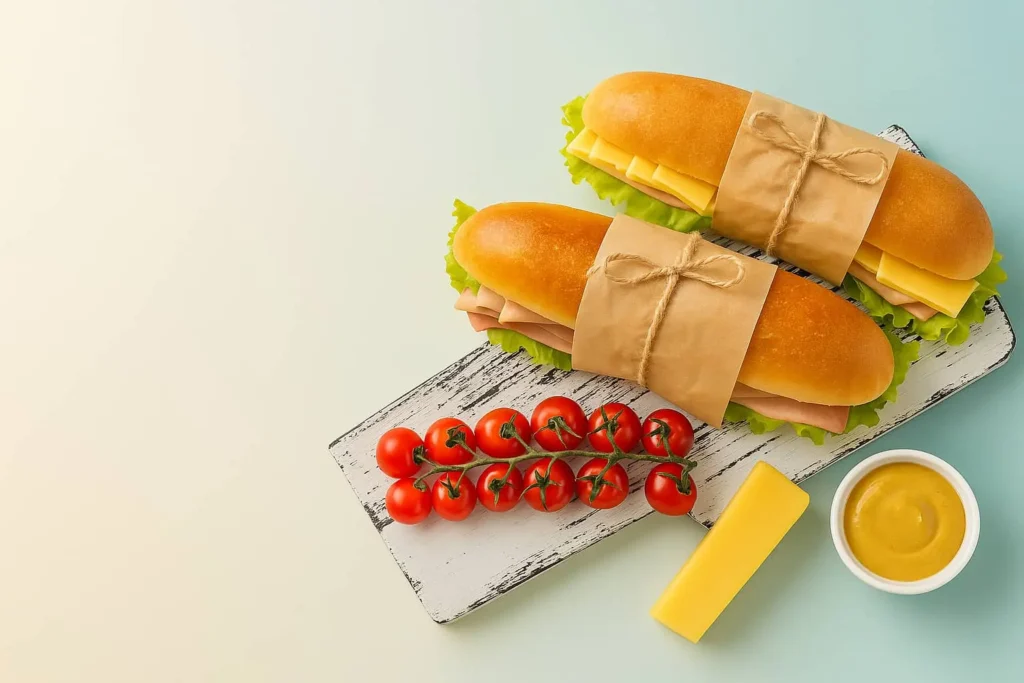 Sandwiches with local ingredients in royal bakery coffee troulos skiathos